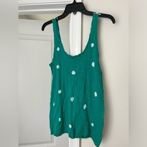 American Eagle Outfitters Teal Scoop Neck Tank with White Polka Dots